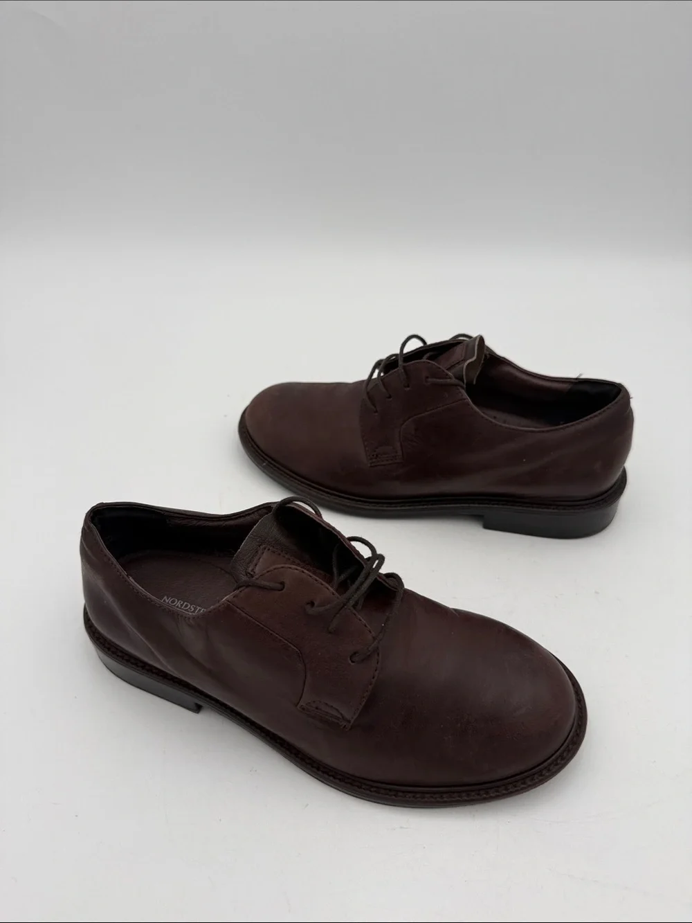 Nordstrom Dark Brown Leather Derby Shoes boys 5M casual school retro comfort